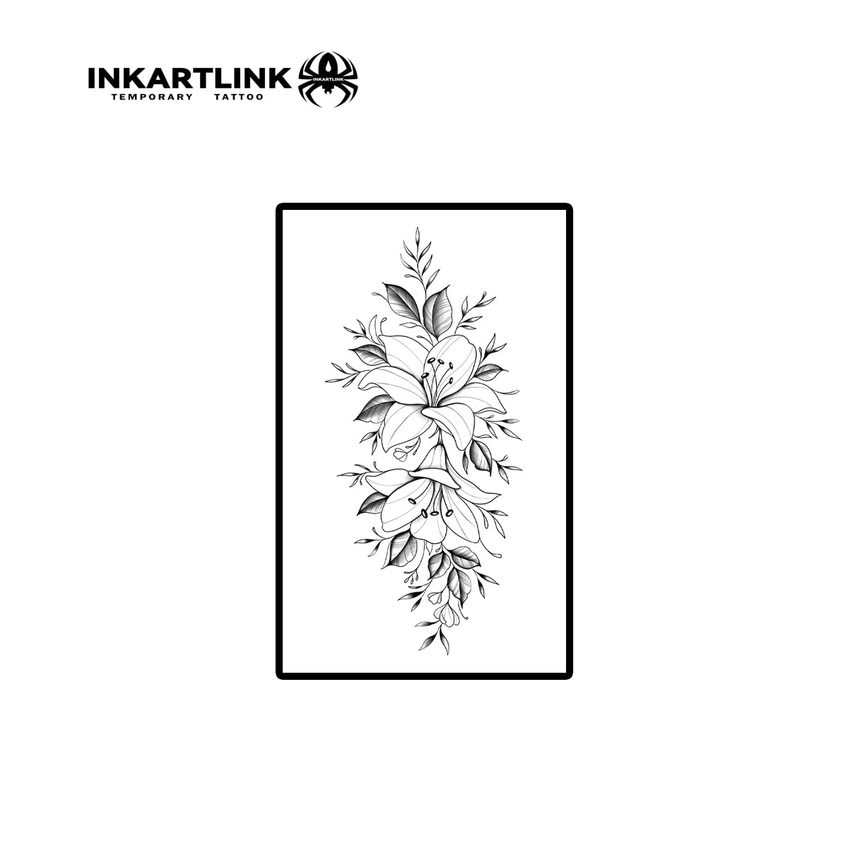 INKARTLINK semi-permanent tattoo flower design 05 easy-to-apply body art option.