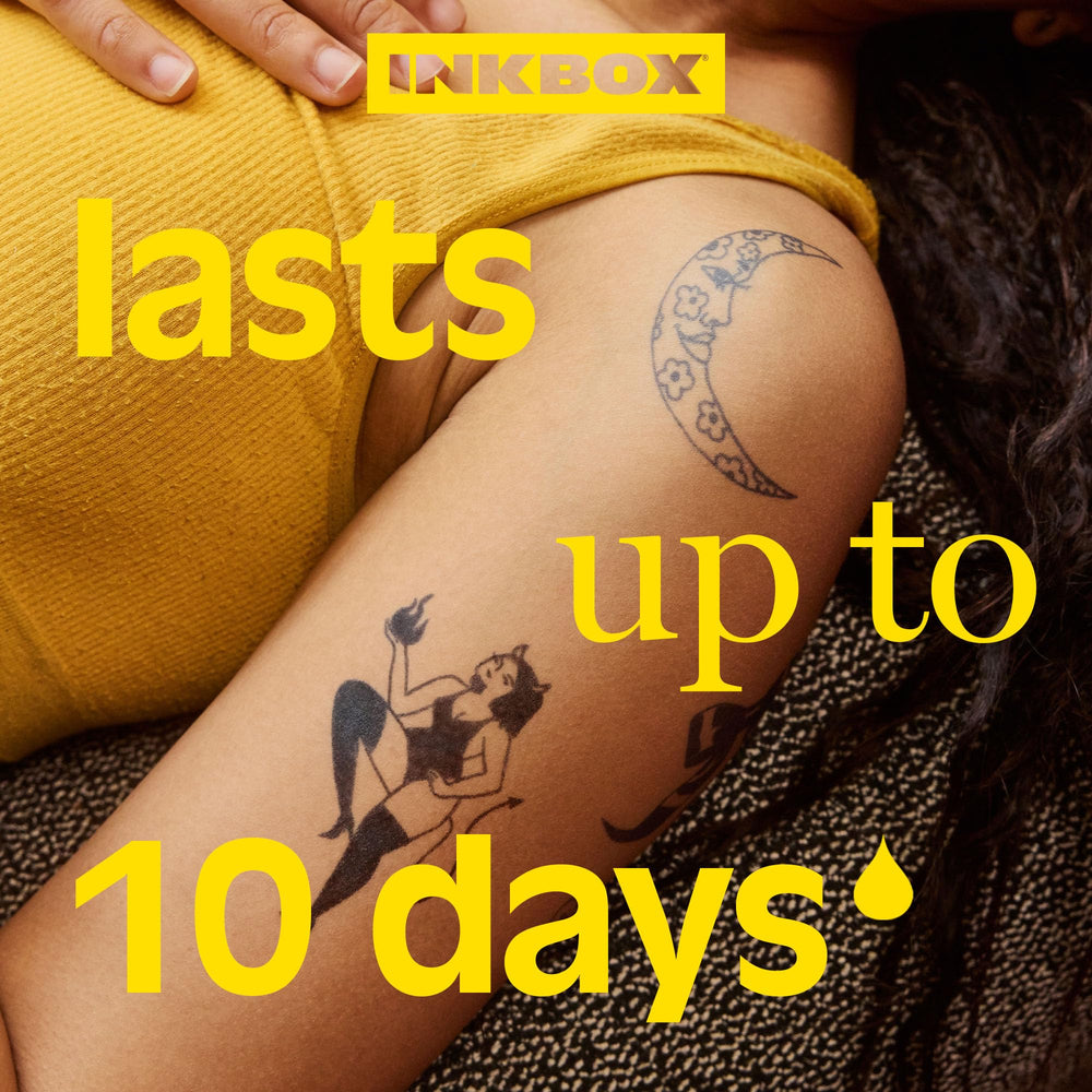Inkbox Freehand Tattoo Marker darken-color explains gradual color deepening over 24-48 hours.