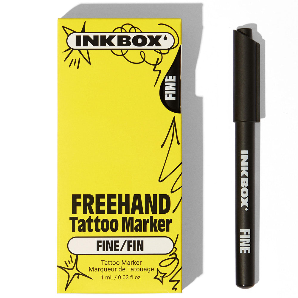 Inkbox Freehand Tattoo Marker fine-tip swatch shows precise lines for delicate designs.