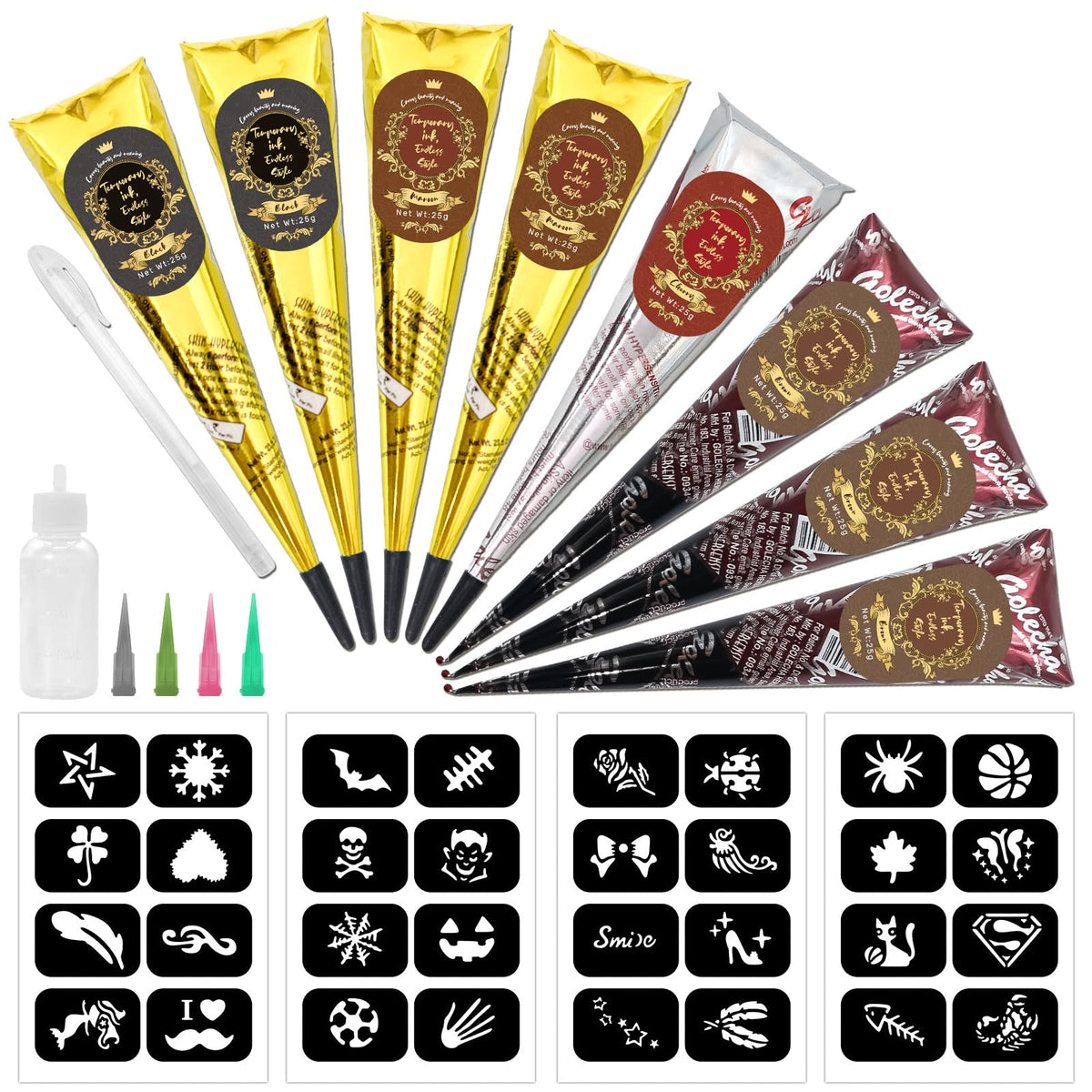 InkForge tattoo cones kit with eight colors for beginner practice