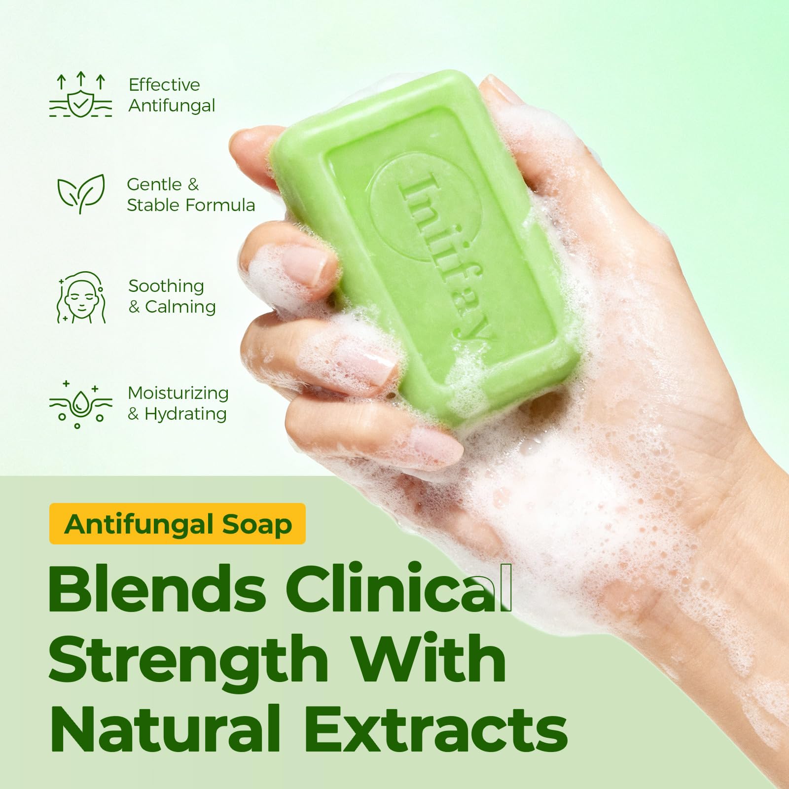 Inlifay antifungal soap for body and face demonstrates gentle full-body cleansing
