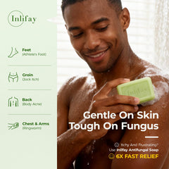 Inlifay antifungal soap lather closeup shows refreshing tea tree oil benefits