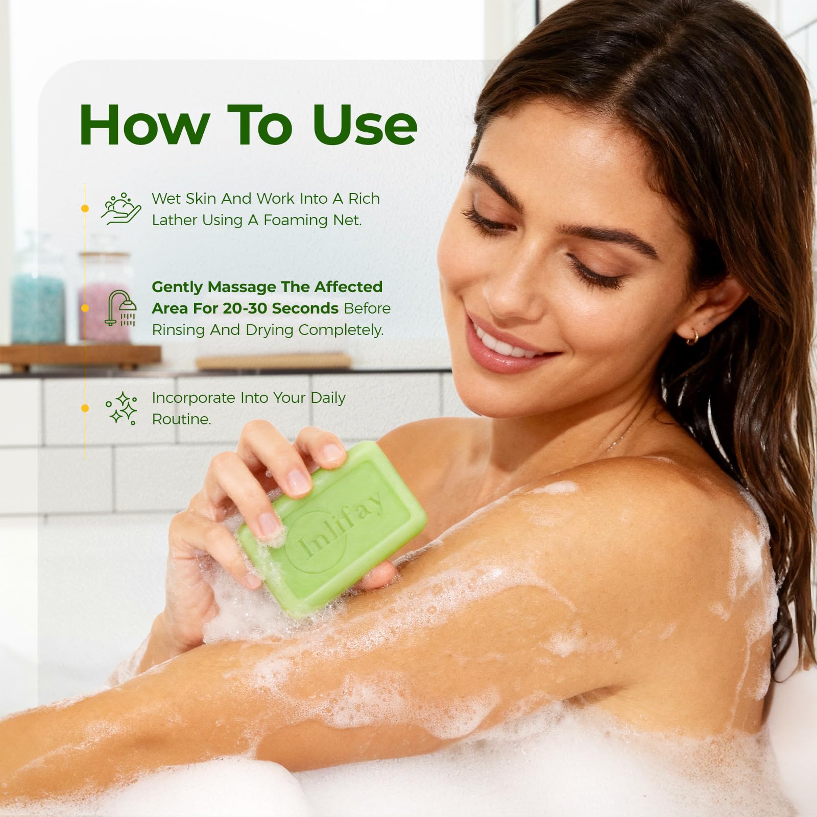 Inlifay antifungal soap tea tree oil detail showcases soothing natural ingredients