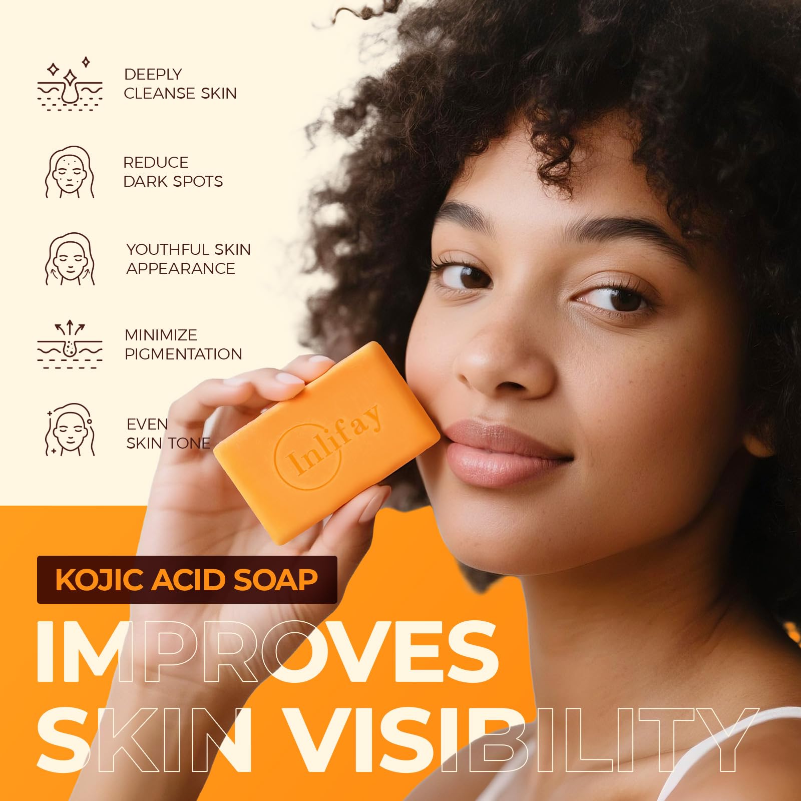 Inlifay Turmeric Kojic Soap lather forms in shower for deep cleansing.