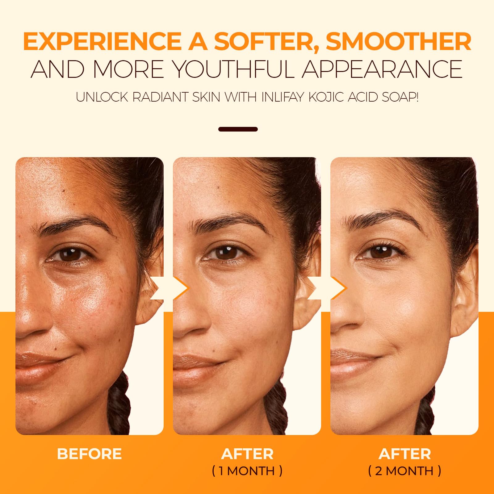 Inlifay Turmeric Kojic Soap scent and texture ideal for cleansing routine.