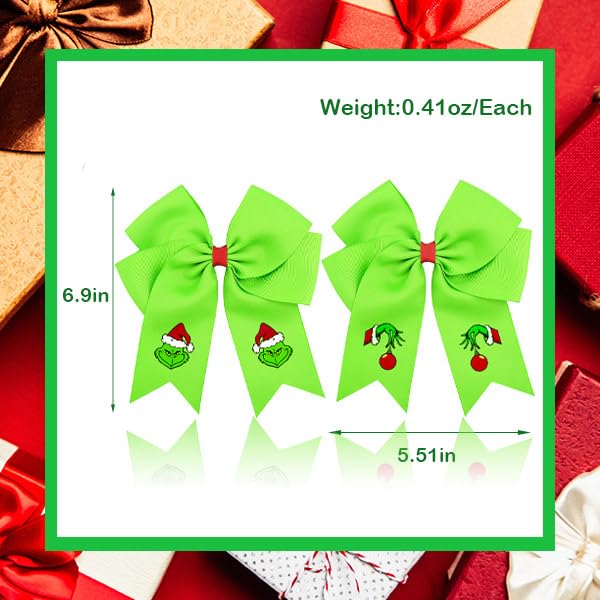 INLOLLY Geinch hair bow green party-look accessory for holiday outfits.