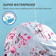 INNELO Luxury Shower Cap satin lining closeup shows smooth hair protection