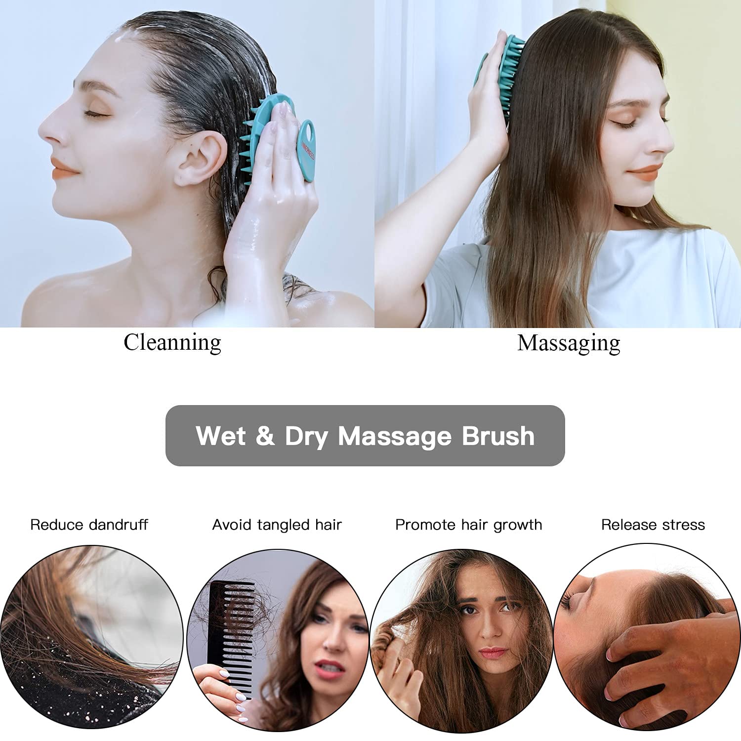 INNERNEED scalp massager in shower dispersing shampoo and improving lather