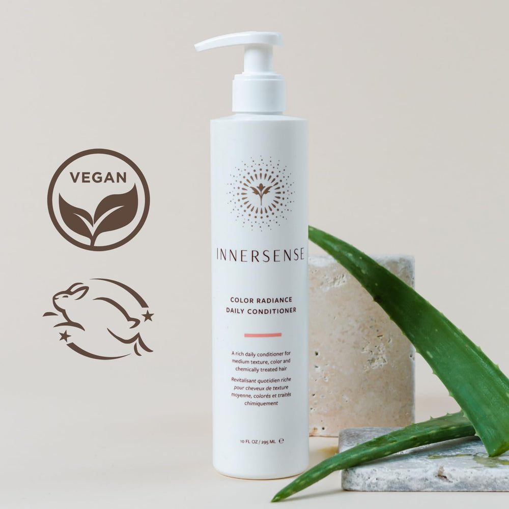 INNERSENSE avocado oil rice bran oil ingredient scene emphasizes nourishing shine.