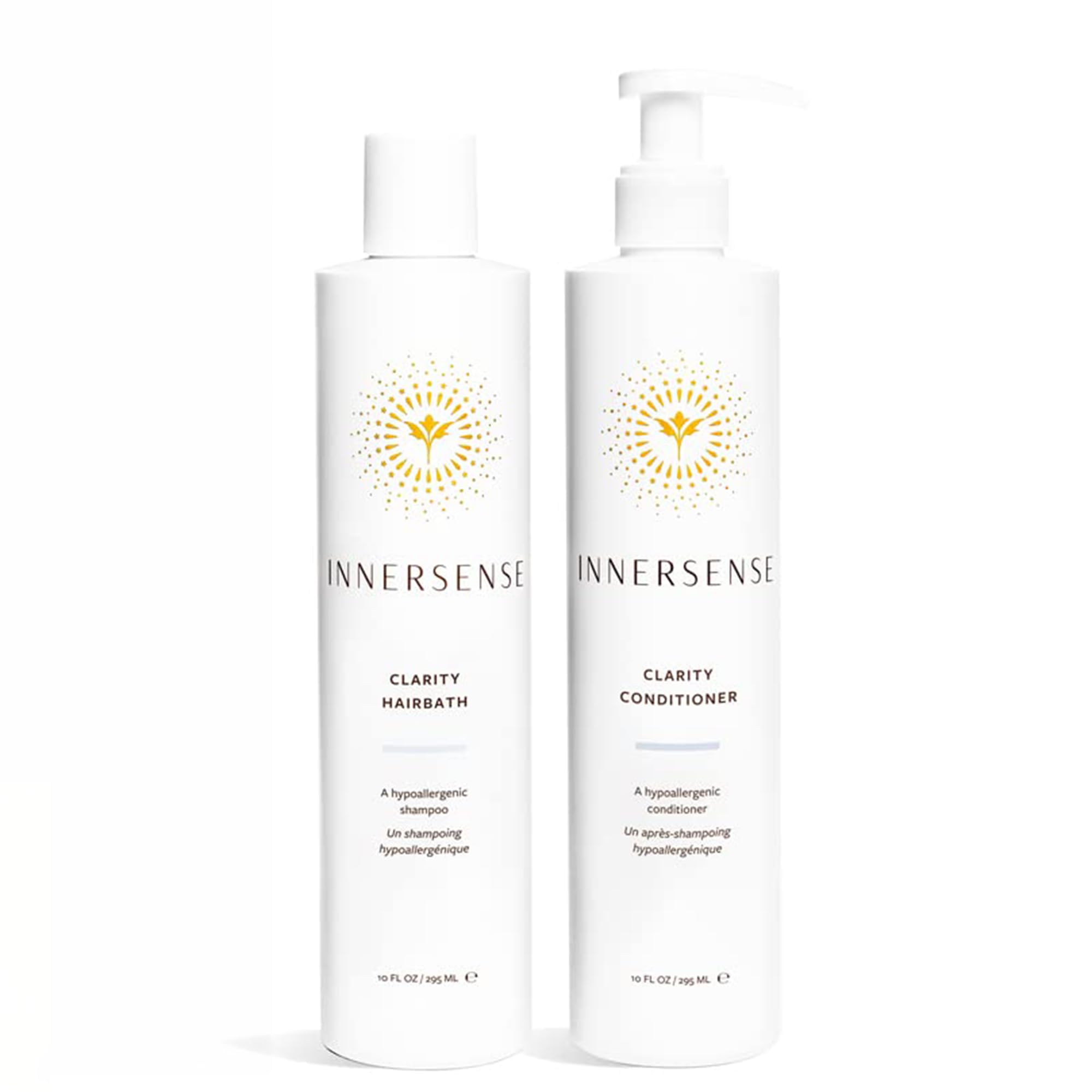 INNERSENSE Clarity Hairbath bottle-front shows fragrance-free cleanser for sensitive scalp