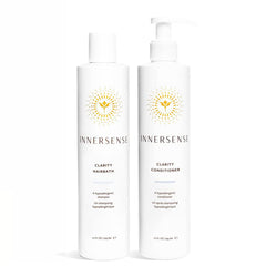 INNERSENSE Clarity Hairbath bottle-front shows fragrance-free cleanser for sensitive scalp