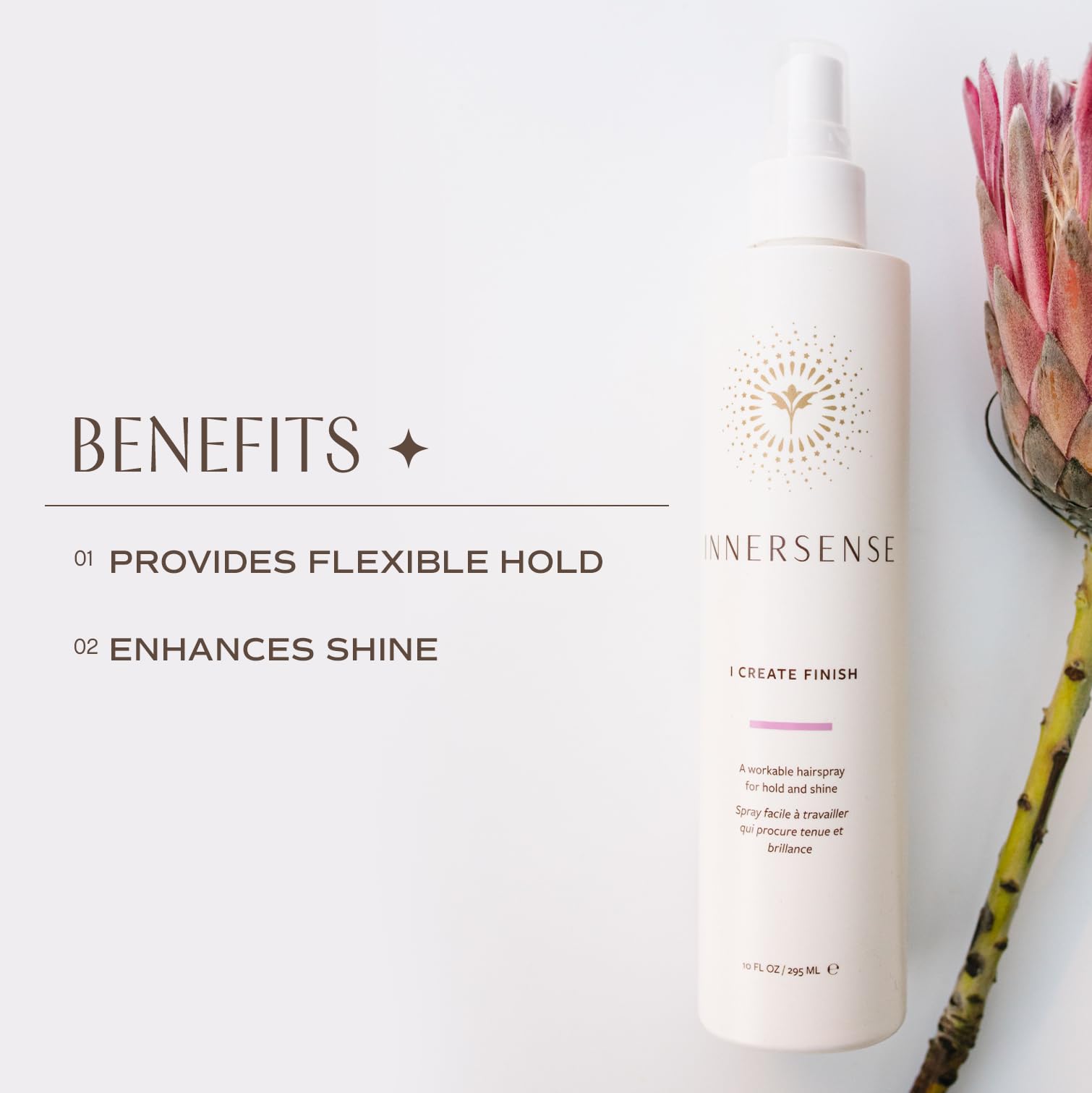 INNERSENSE Finish Spray mist on dry hair for easy styling and hold