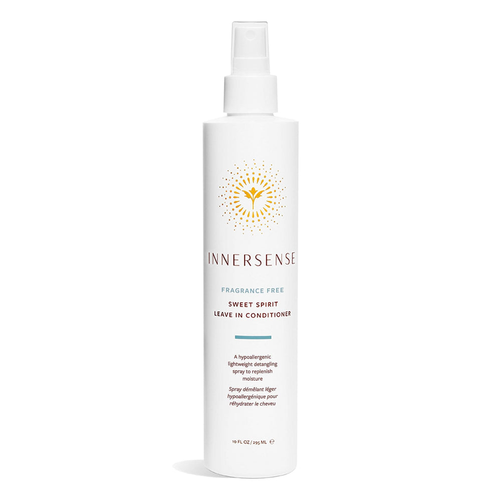 INNERSENSE fragrance-free Sweet Spirit Leave-In bottle ready for detangling and hydration