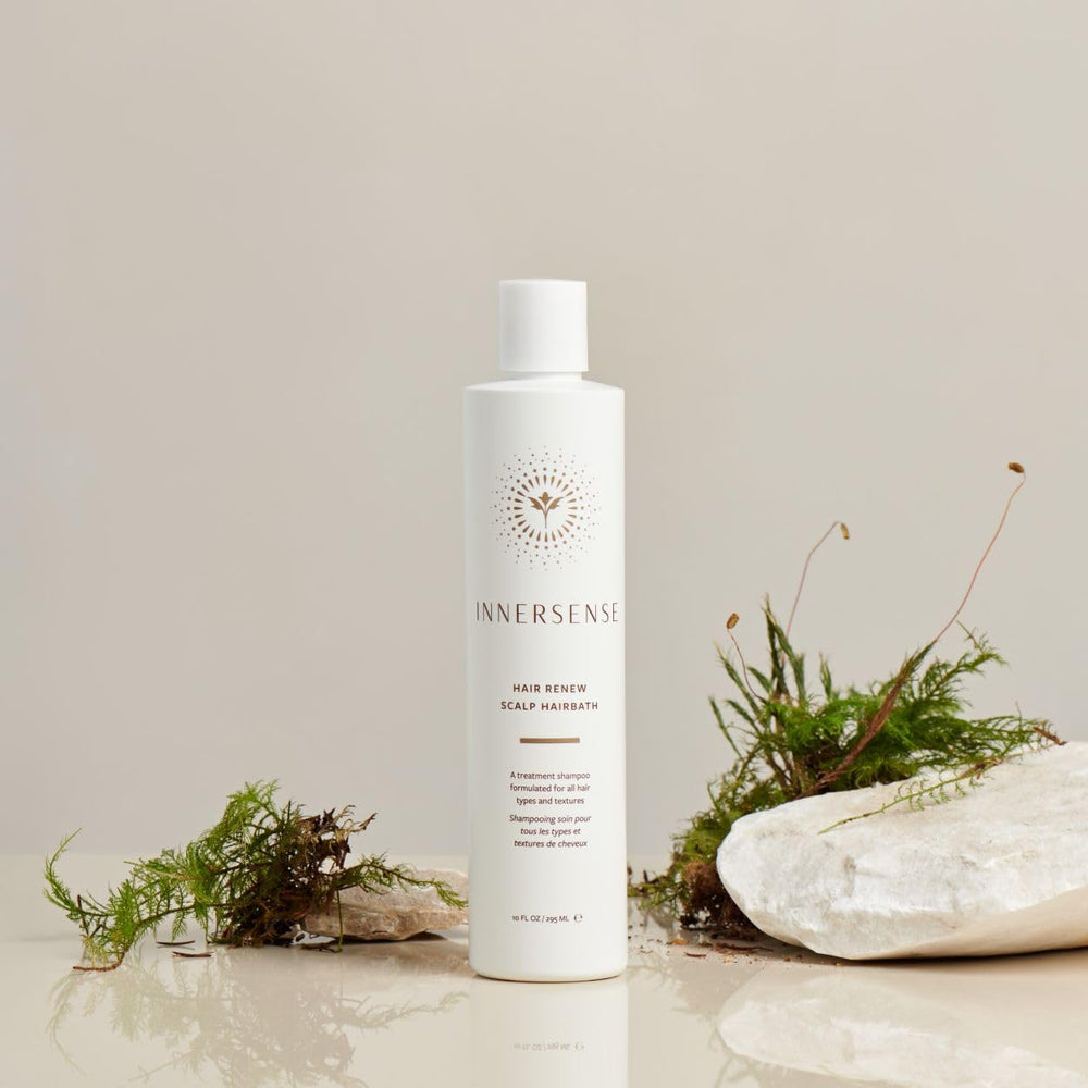 INNERSENSE Hair Renew Hairbath after-use glow hints at healthier-looking hair.
