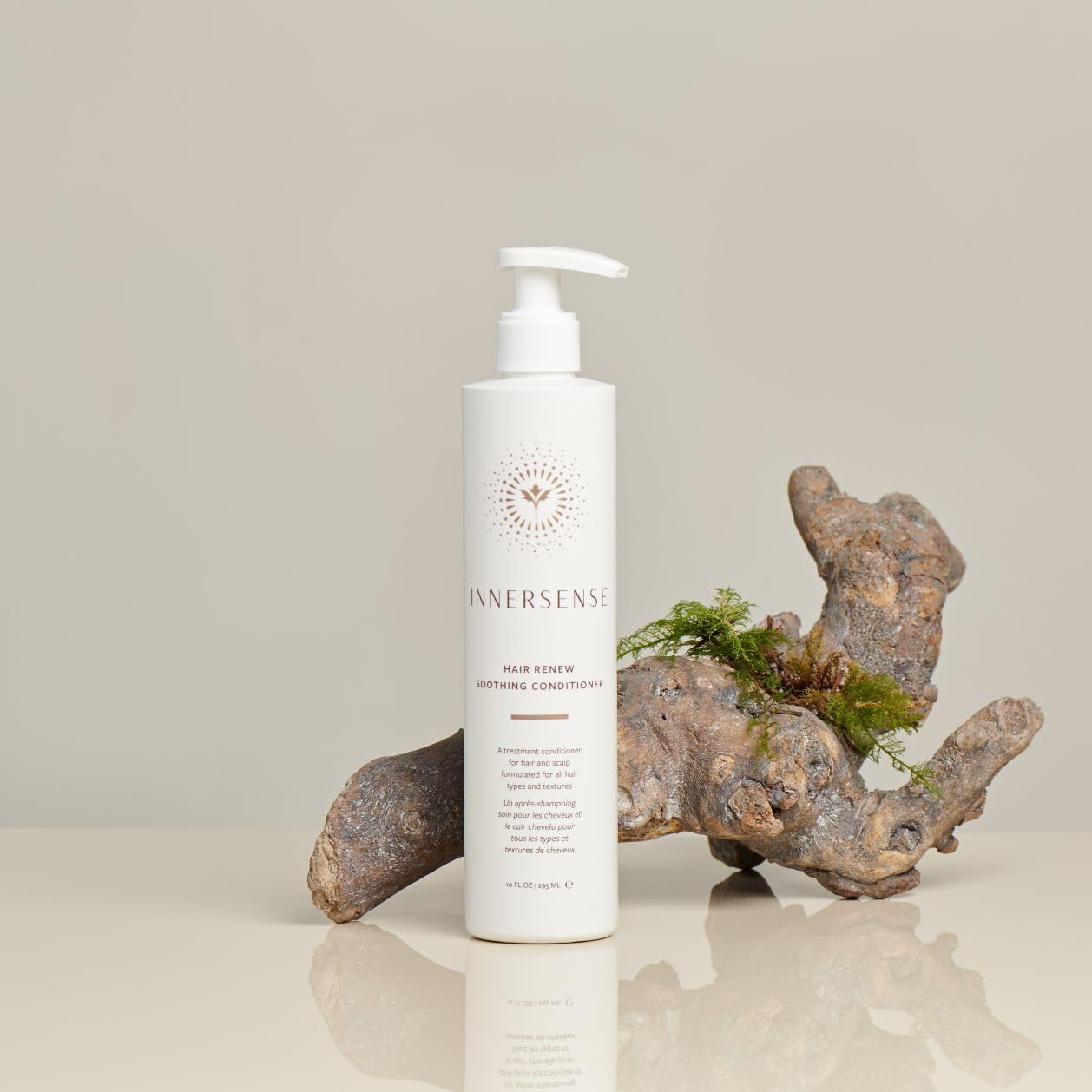 INNERSENSE Hair Renew Soothing Conditioner ingredients featuring willowbark, B3, and rice protein benefits