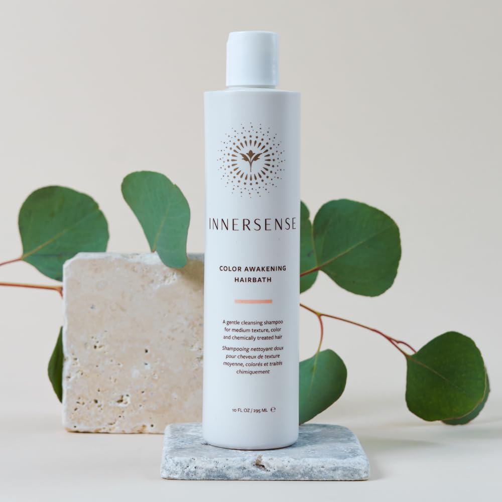 INNERSENSE Color Awakening Hairbath color care routine image paired with conditioner for vitality.