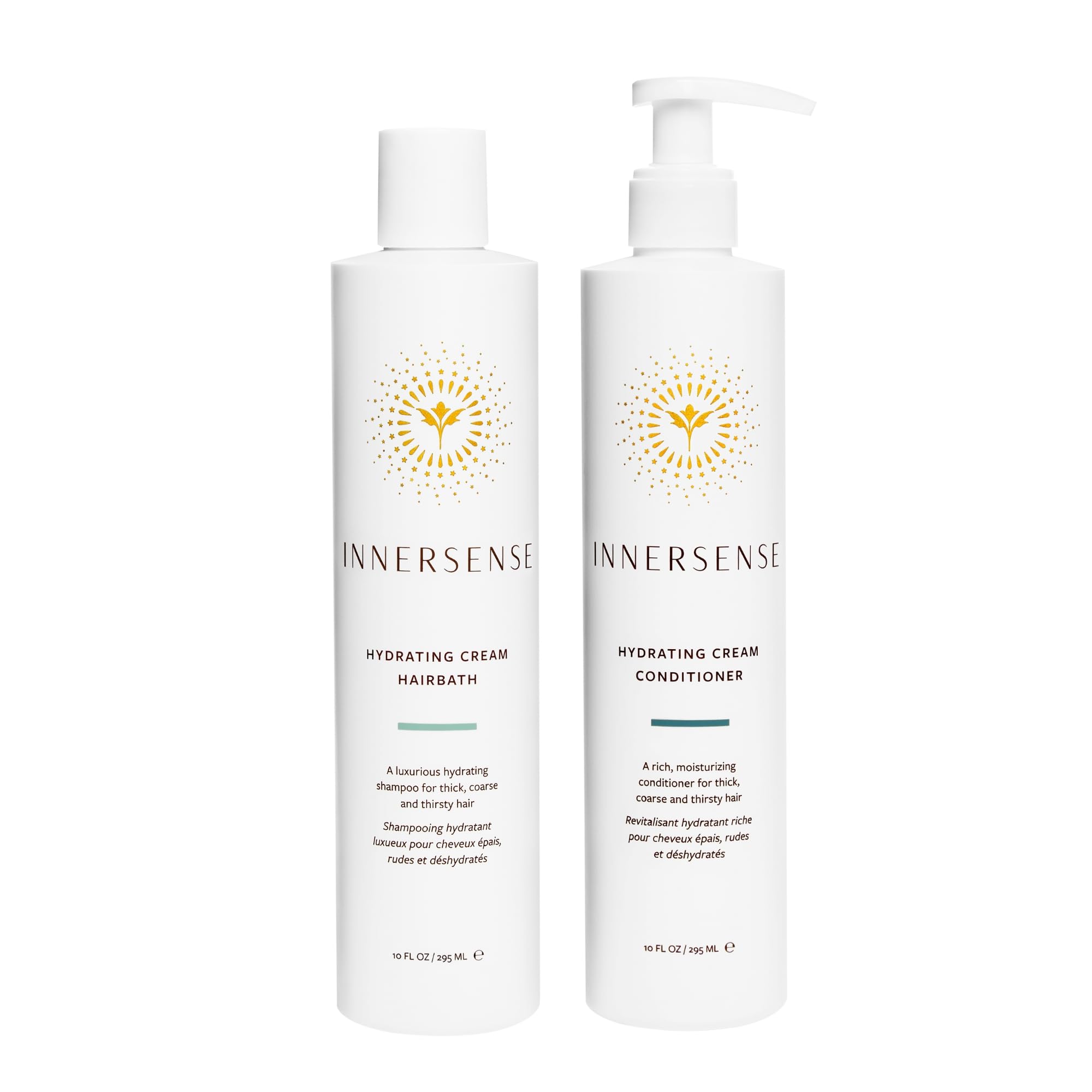 INNERSENSE Hydrating Hairbath Shampoo bottle shows smooth frizz control.