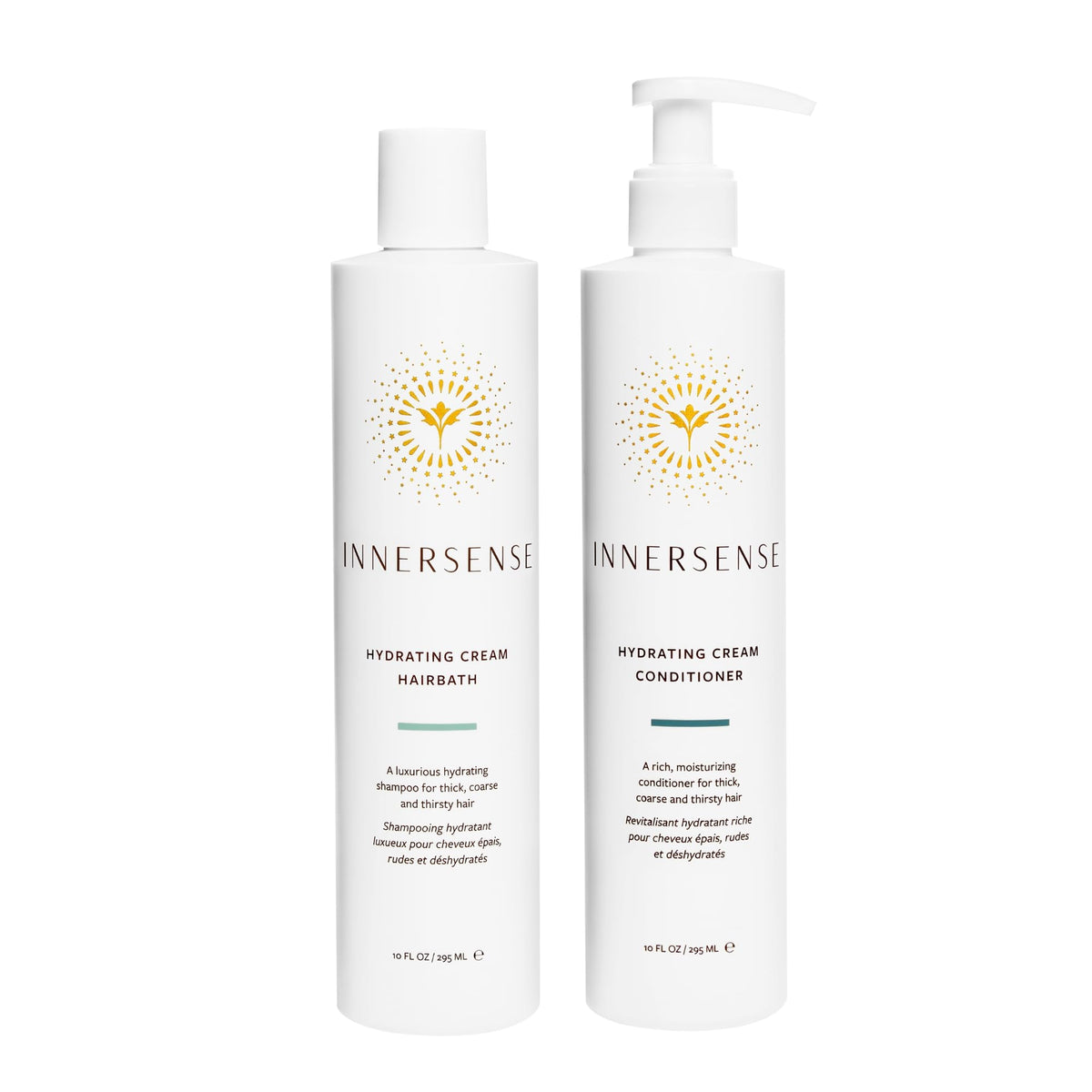 INNERSENSE Hydrating Hairbath Shampoo bottle shows smooth frizz control.