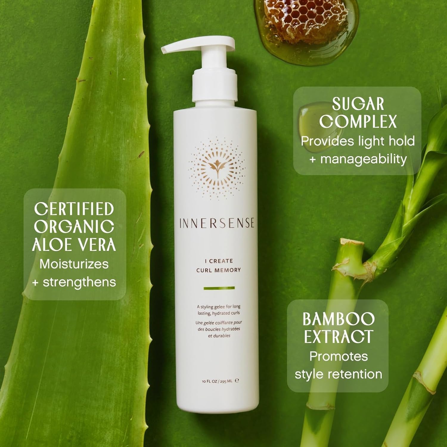 INNERSENSE I Create Curl Memory Gel in-use shot shows defining curls with flexible hold