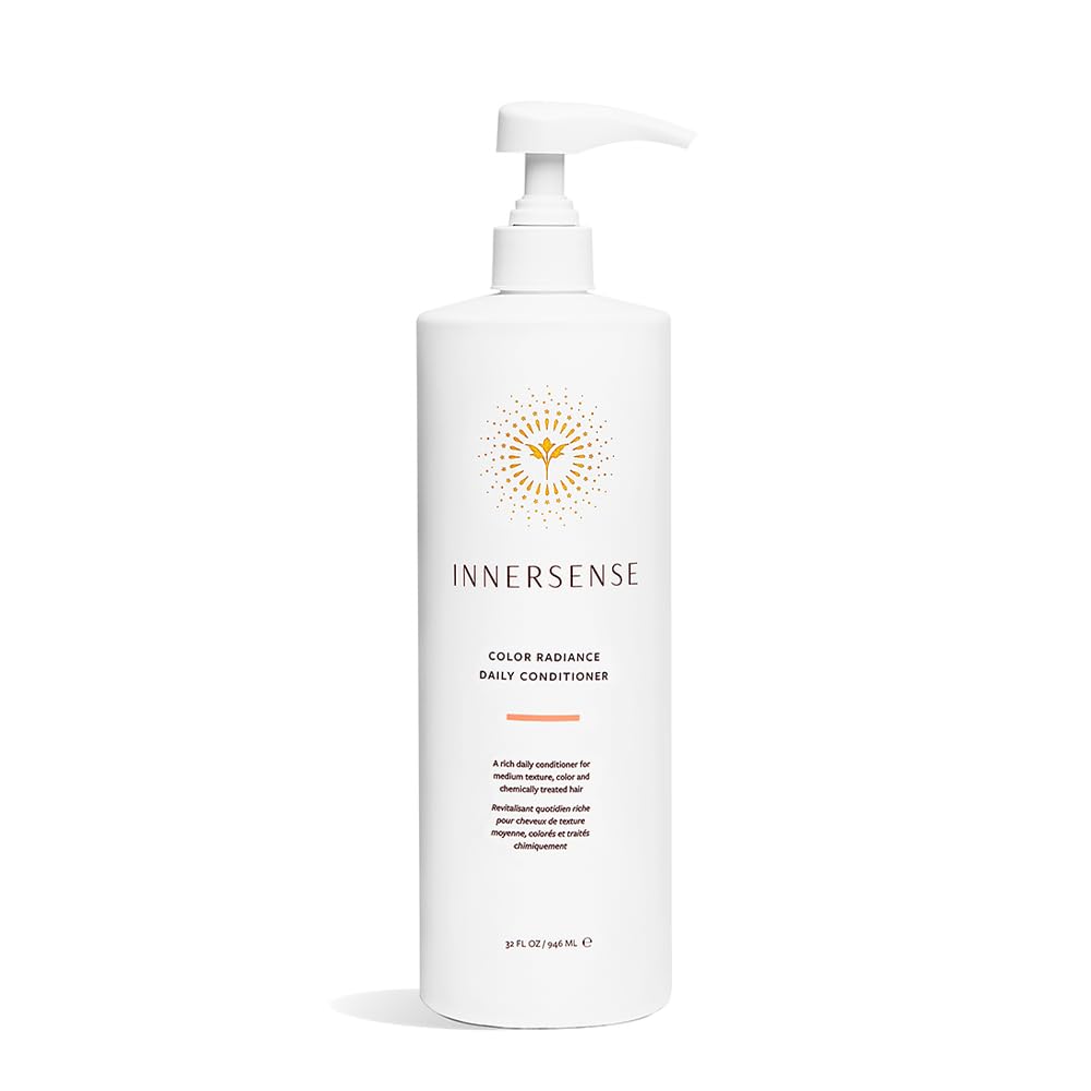 INNERSENSE natural color radiance conditioner bottle pouring preserves color while hydrating hair.