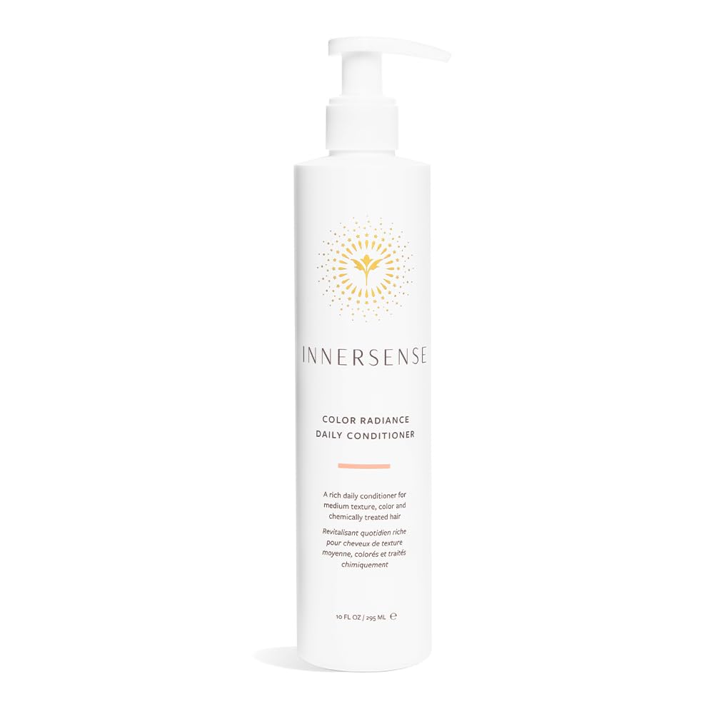 INNERSENSE Natural Color Radiance Daily Conditioner bottle demonstrates color-safe, gentle daily conditioning