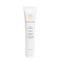 INNERSENSE natural detox hair mask bottle demonstrates a gentle clarifying treatment for hair.