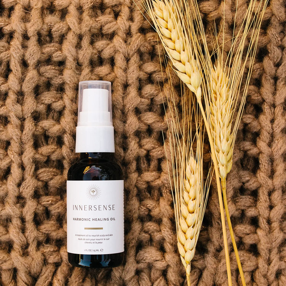 INNERSENSE Natural Harmonic Treatment Oil ingredients with flower essences promoting skin and hair balance