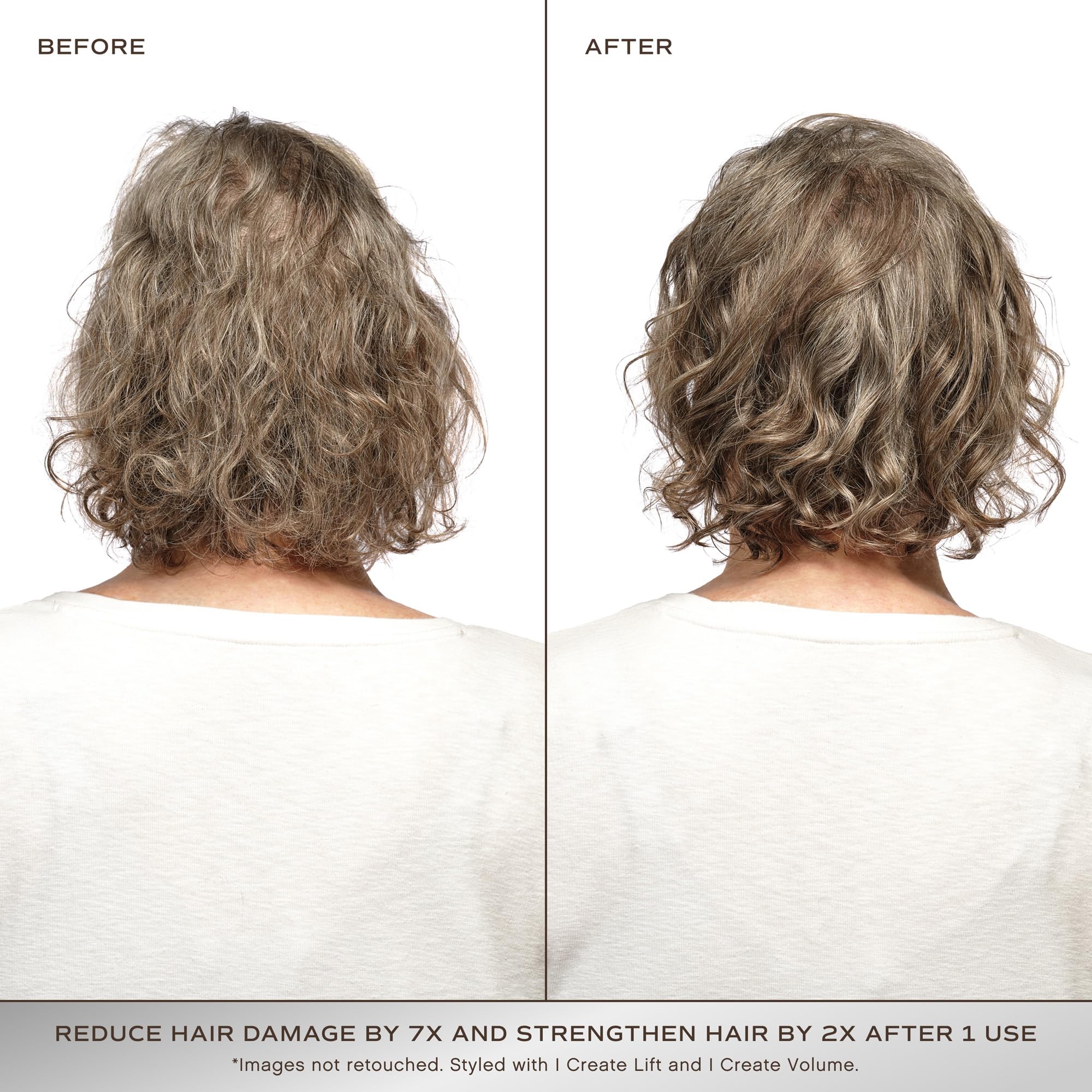 INNERSENSE Repair Hair Mask before and after showing smoother hair.