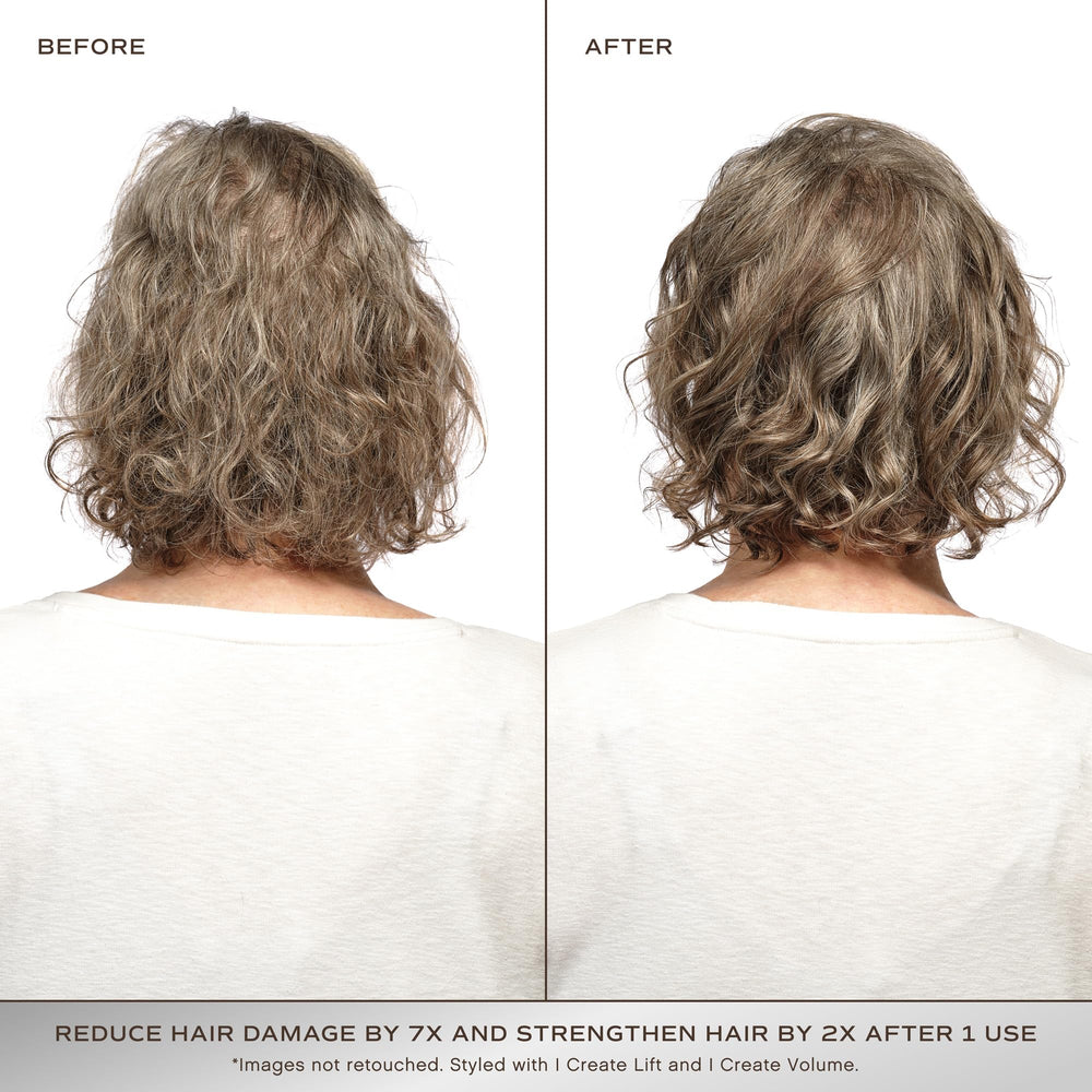 INNERSENSE Repair Hair Mask before and after showing smoother hair.
