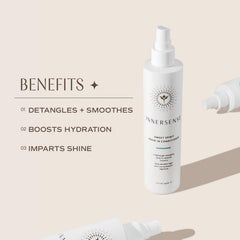 Close-up of INNERSENSE Sweet Spirit ingredients with aloe, rosemary, and tamanu for conditioning.