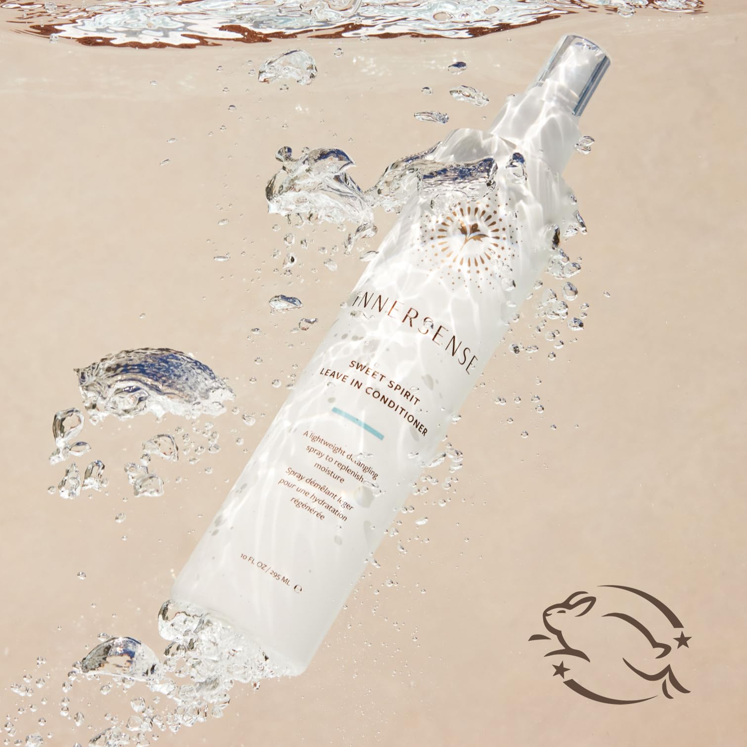 INNERSENSE Sweet Spirit leave-in mist on hair for lightweight frizz control.