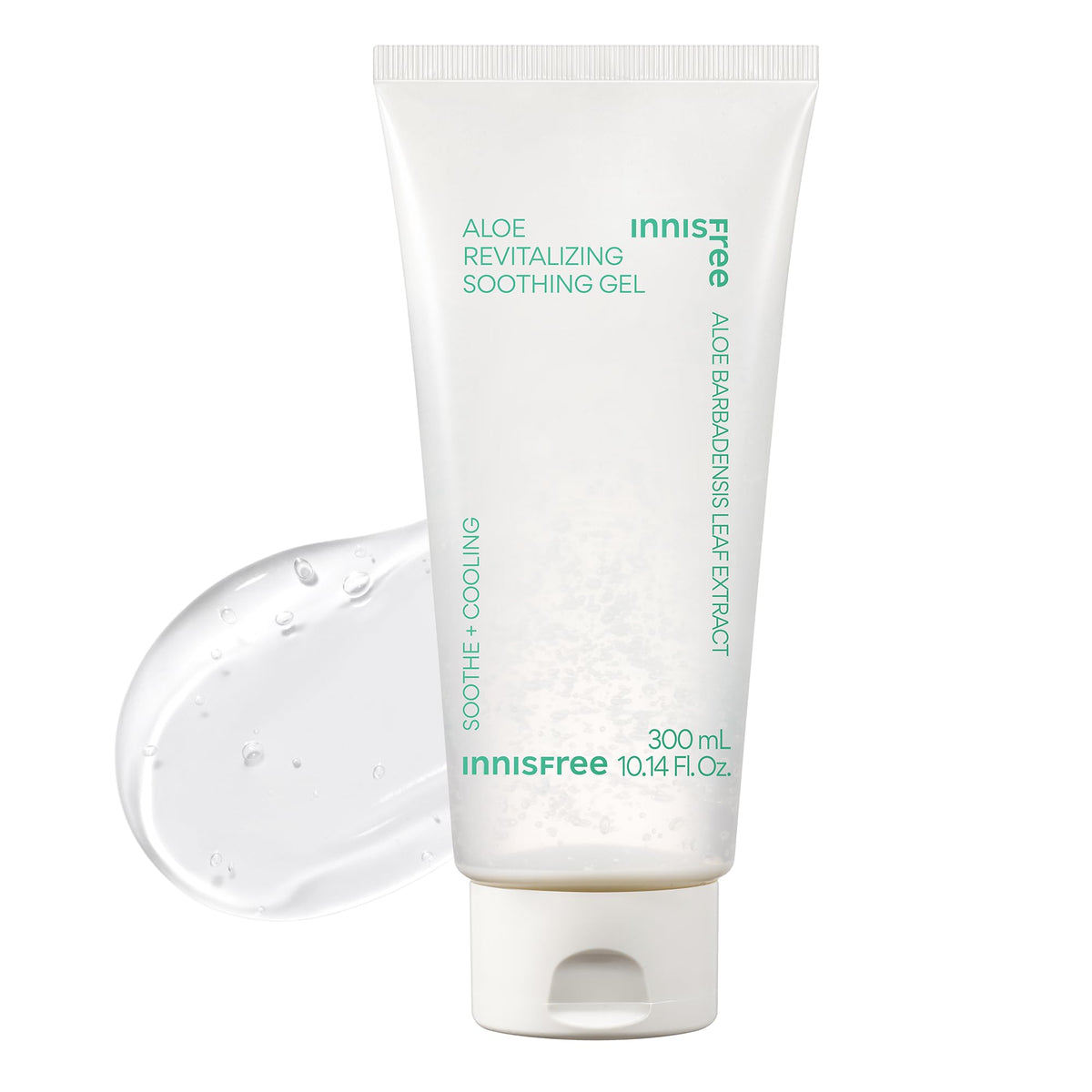 Innisfree Aloe Vitalizing Gel on the face and body provides cooling hydration after sun exposure.