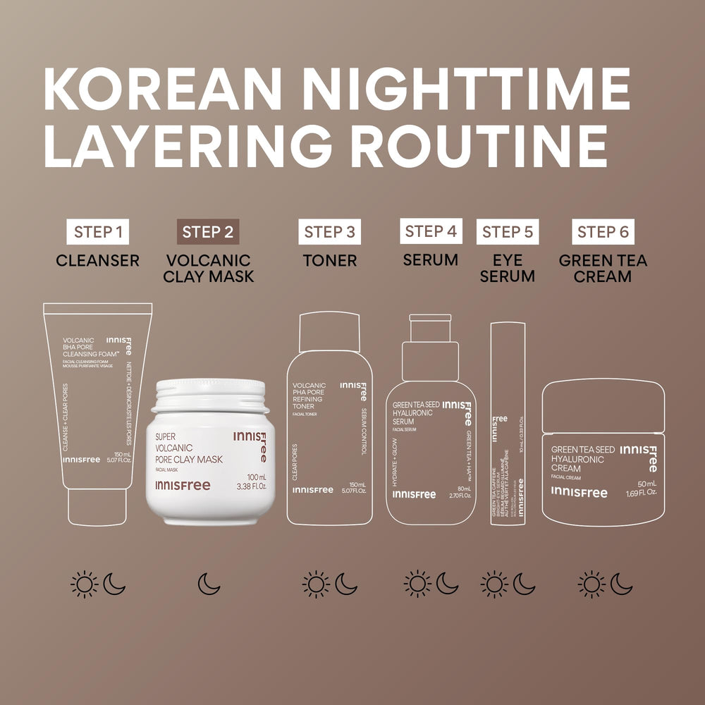 Innisfree Clay mask close-up texture highlighting smooth skin look