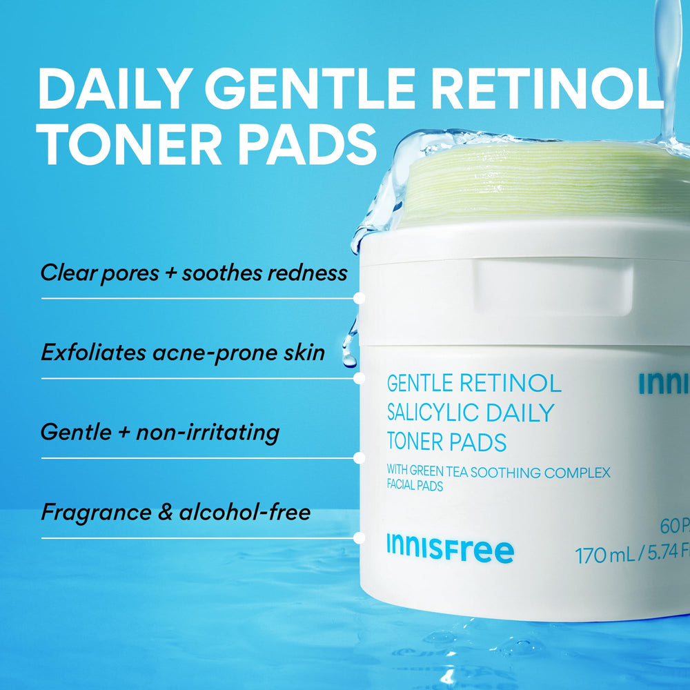 Close-up of innisfree retinol toner pad texture indicating gentle exfoliation.