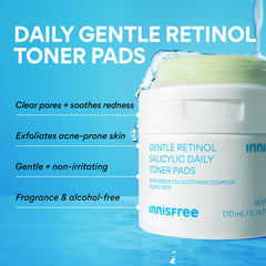 Close-up of innisfree retinol toner pad texture indicating gentle exfoliation.