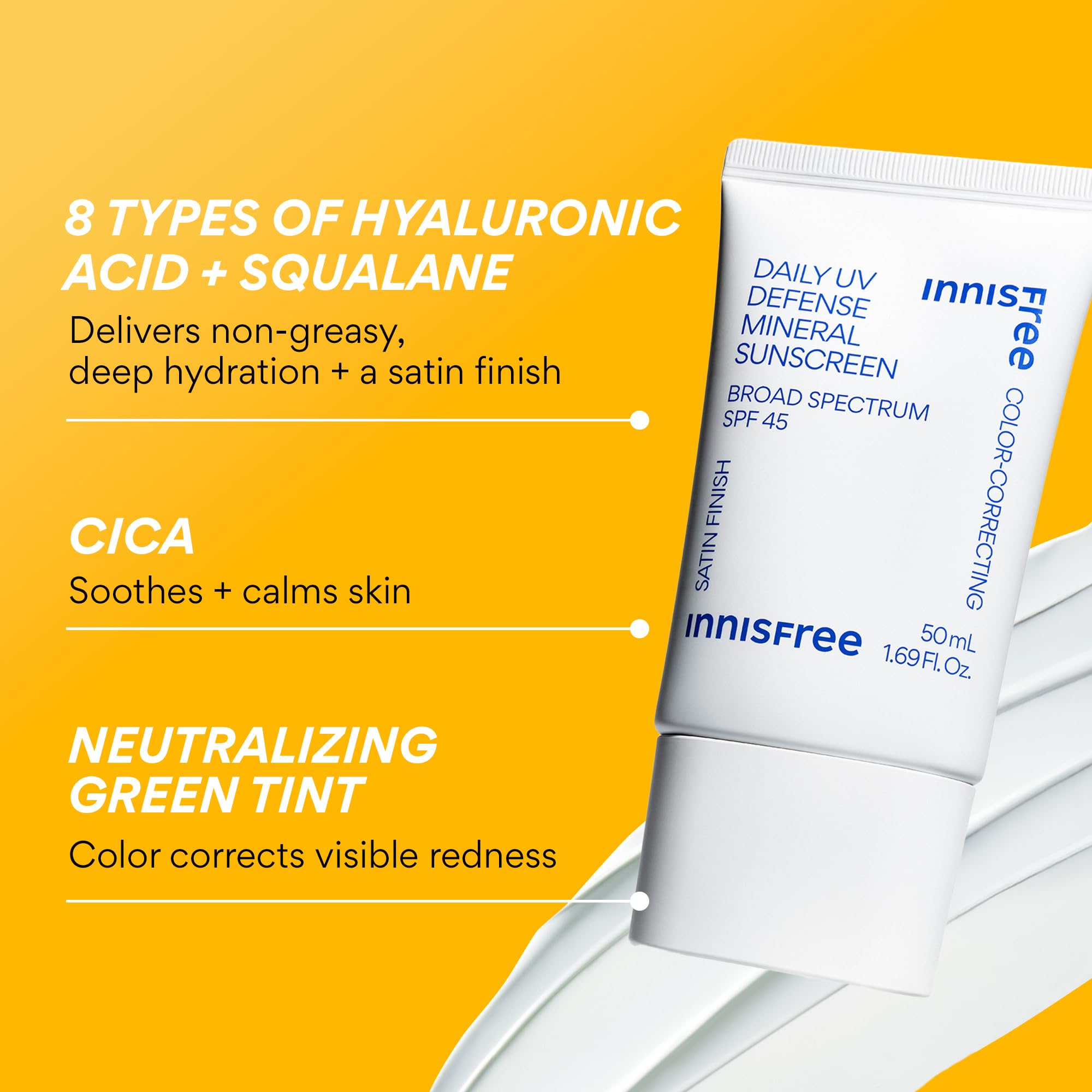 Innisfree Daily Mineral UV Defense satin finish on skin after blending.