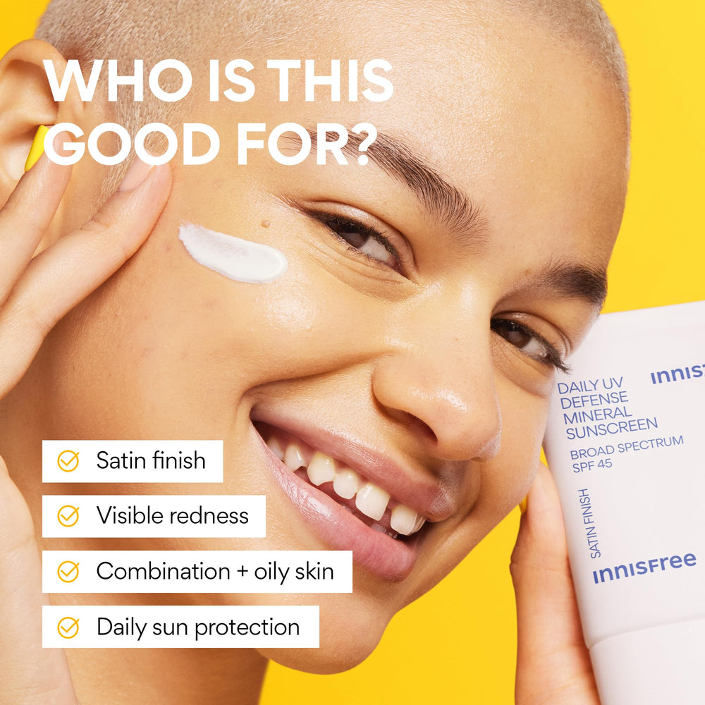 Innisfree Daily Mineral UV Defense three-finger application method visualization.
