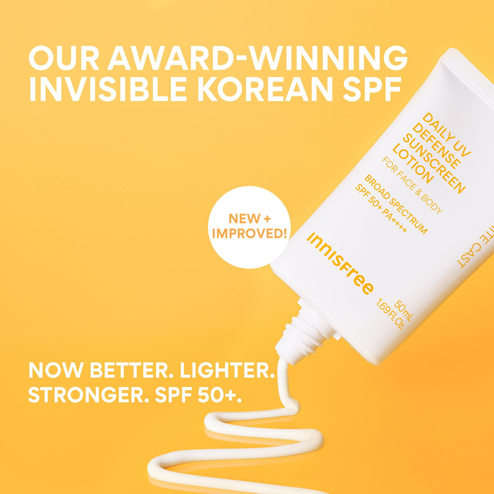 innisfree Daily UV Defense Sunscreen being pressed onto skin for blending