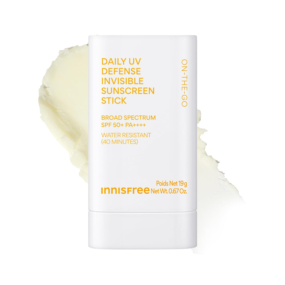 Innisfree Daily UV Defense Sunscreen Stick glides smoothly on the face for weightless protection and no white cast.