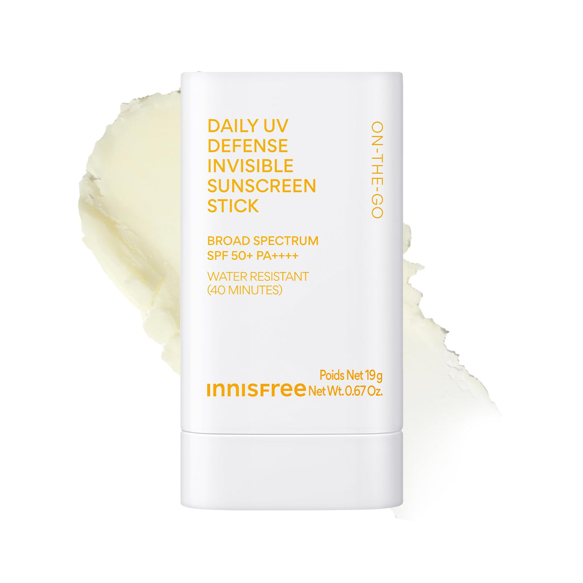 Innisfree Daily UV Defense Sunscreen Stick glides smoothly on the face for weightless protection and no white cast.