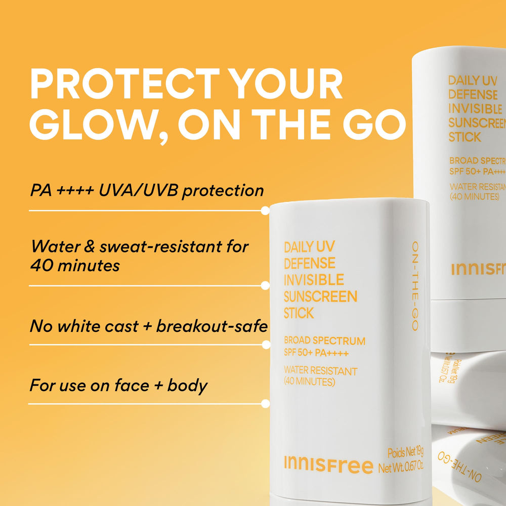 Innisfree Daily UV Defense Sunscreen Stick protects neck and ears with quick on-the-go SPF.