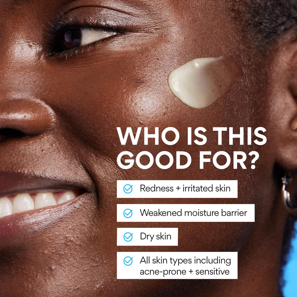 innisfree barrier cream being applied to face and neck for calm, hydrated skin