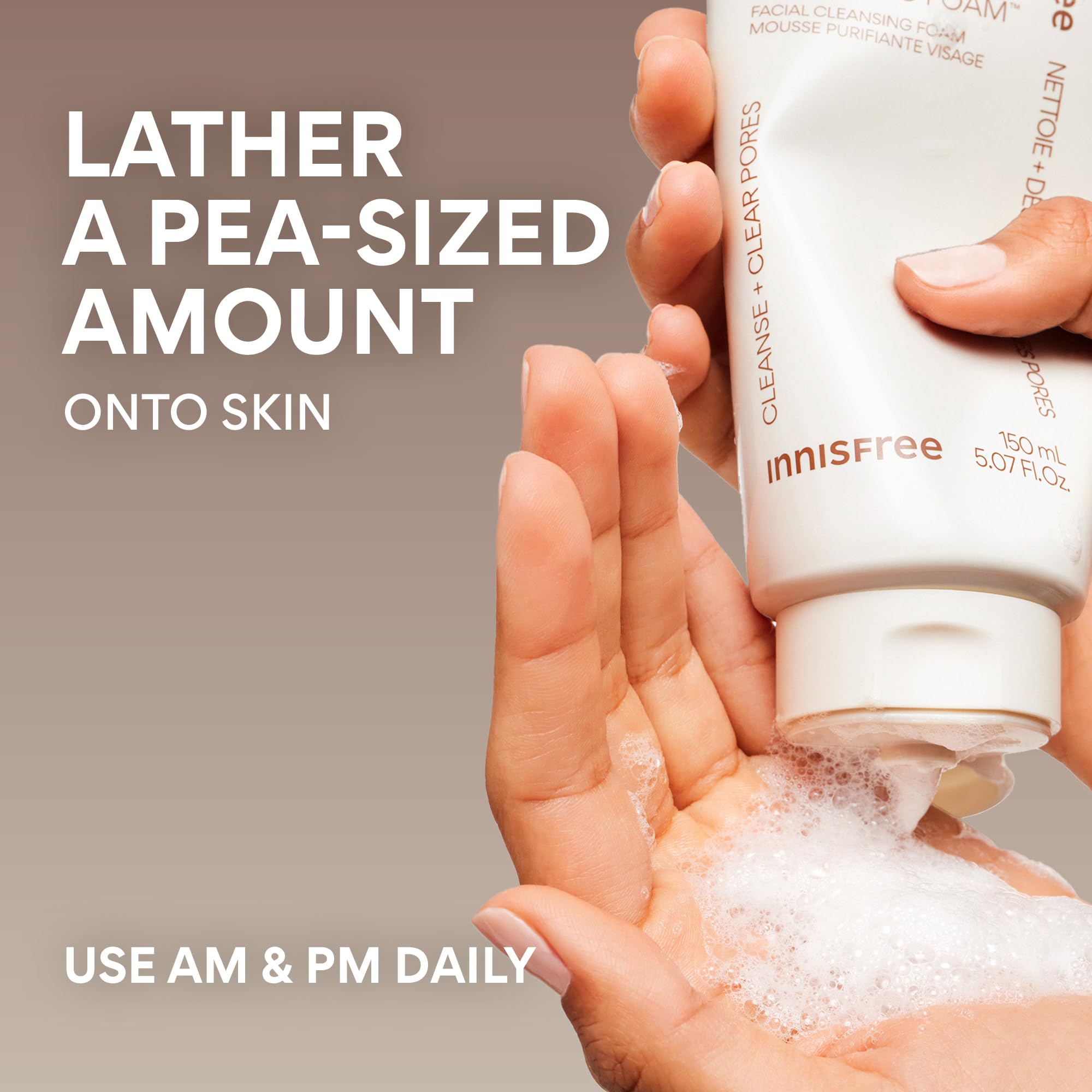 innisfree Volcanic BHA Pore Cleansing Foam massage for a refreshed complexion.
