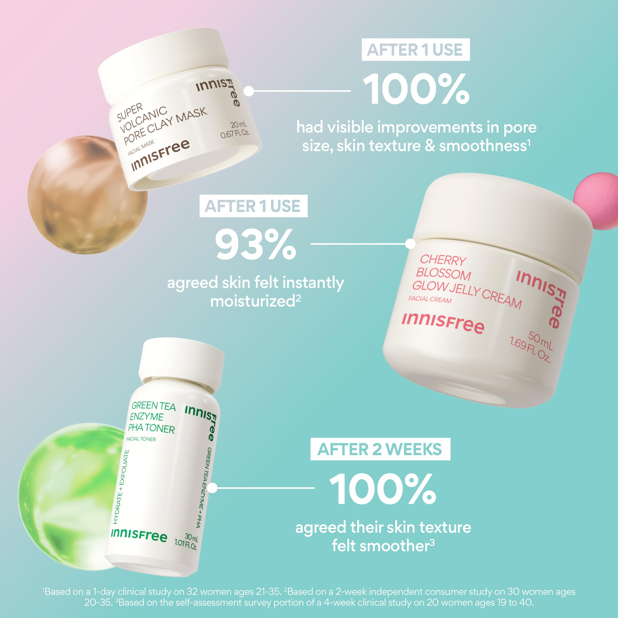 innisfree Volcanic Pore Clay Mask cooling application image highlighting exfoliation.
