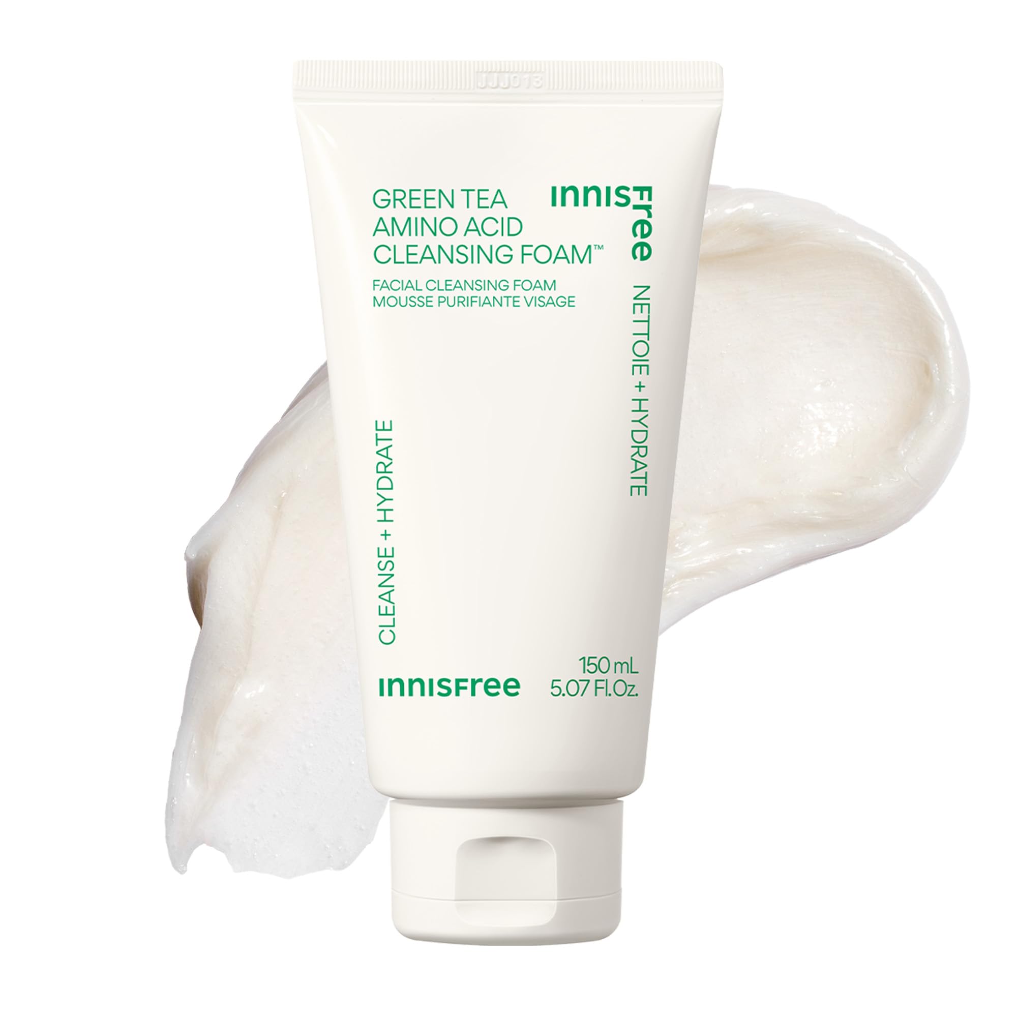 Innisfree Green Tea Amino Acid Cleansing Foam bottle front for hydrating daily cleansing.
