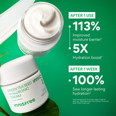 innisfree Green Tea Barrier Complex graphic illustrating enhanced moisture protection