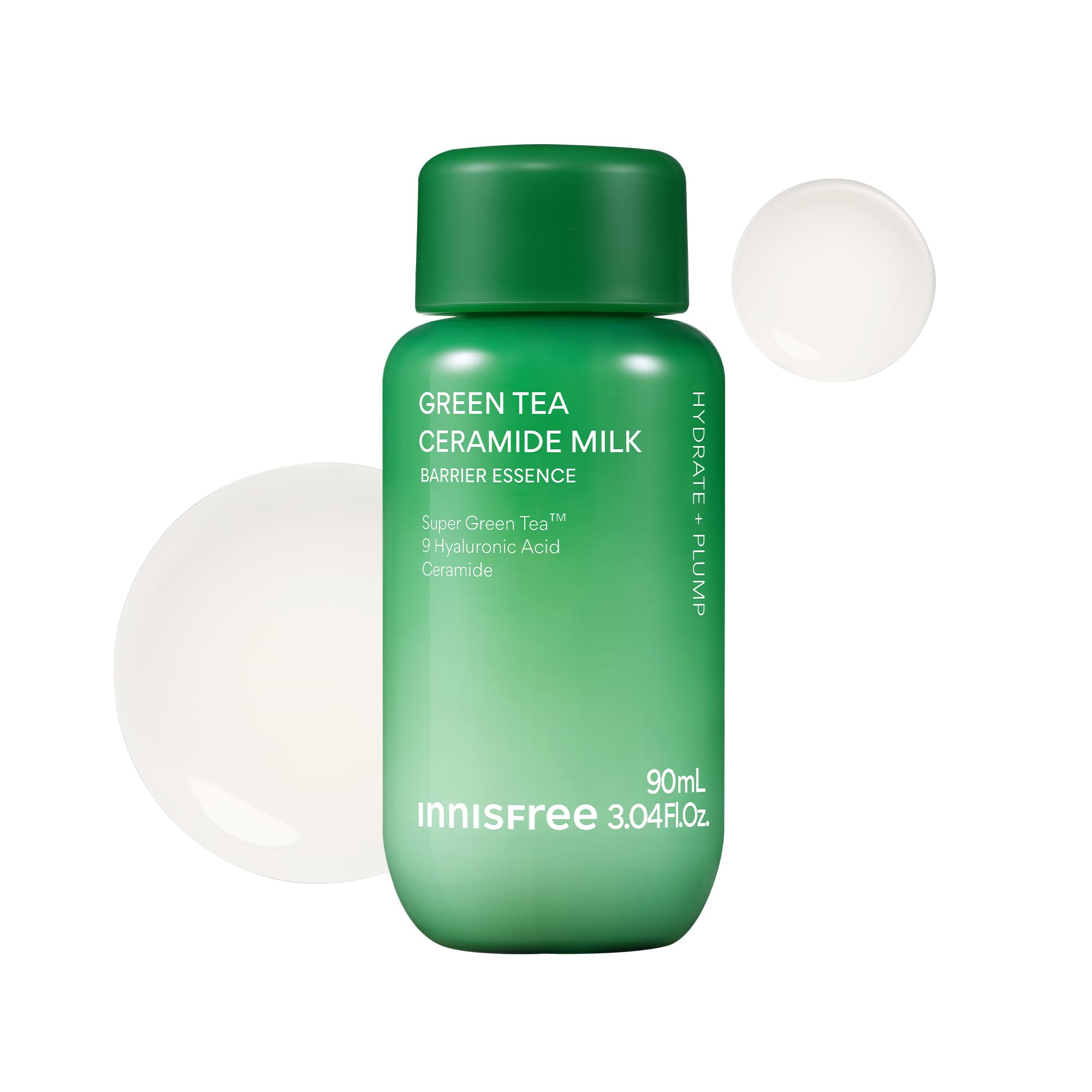 Innisfree Green Tea Ceramide Milk hydrates skin in seconds with a clean, non-sticky finish.