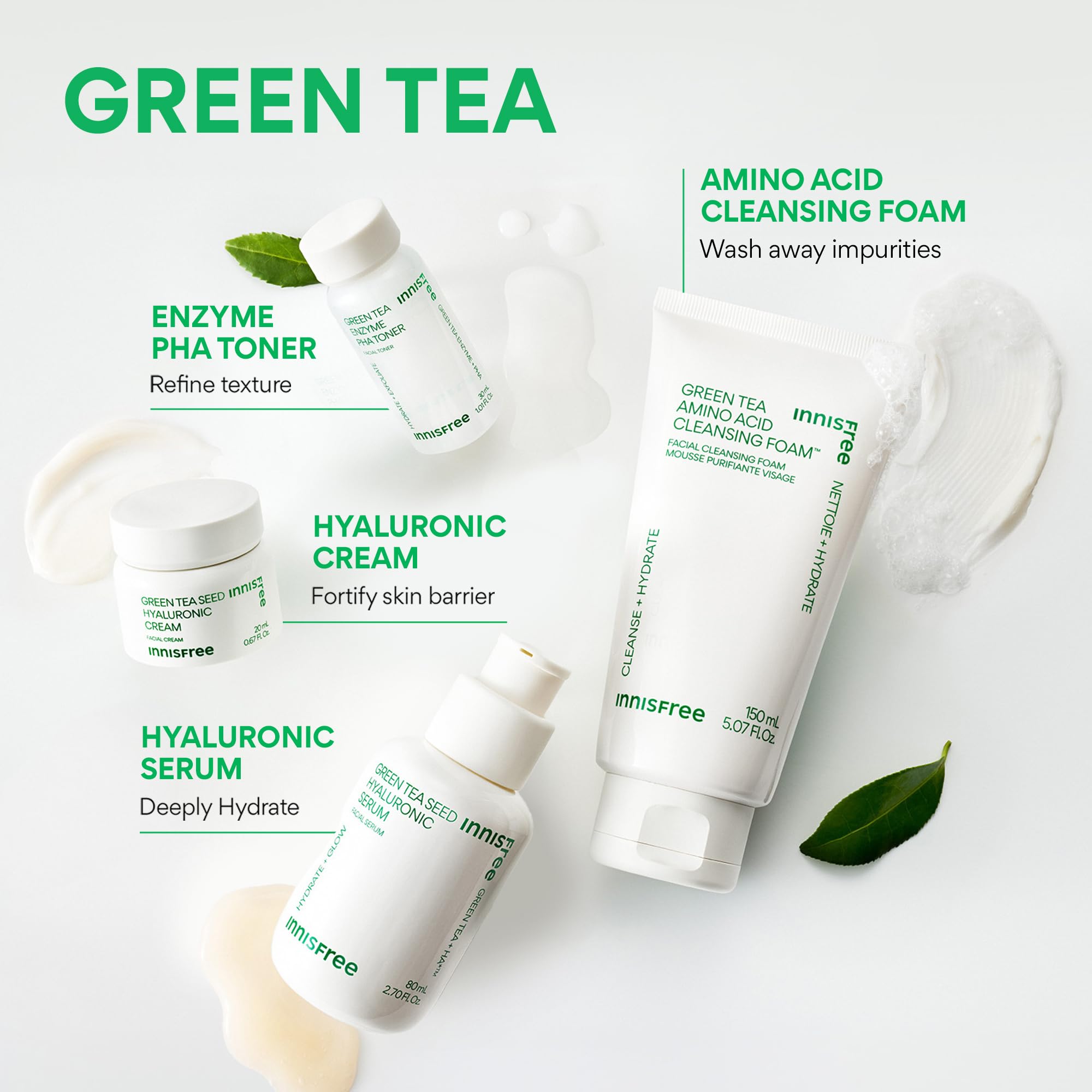 Innisfree Green Tea Enzyme PHA Toner bottle offers a refreshing toning step.