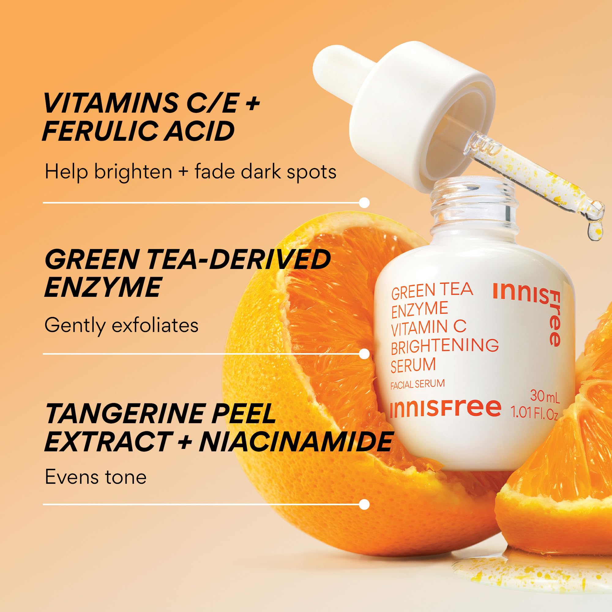 innisfree Green Tea Enzyme Serum closeup showing glow