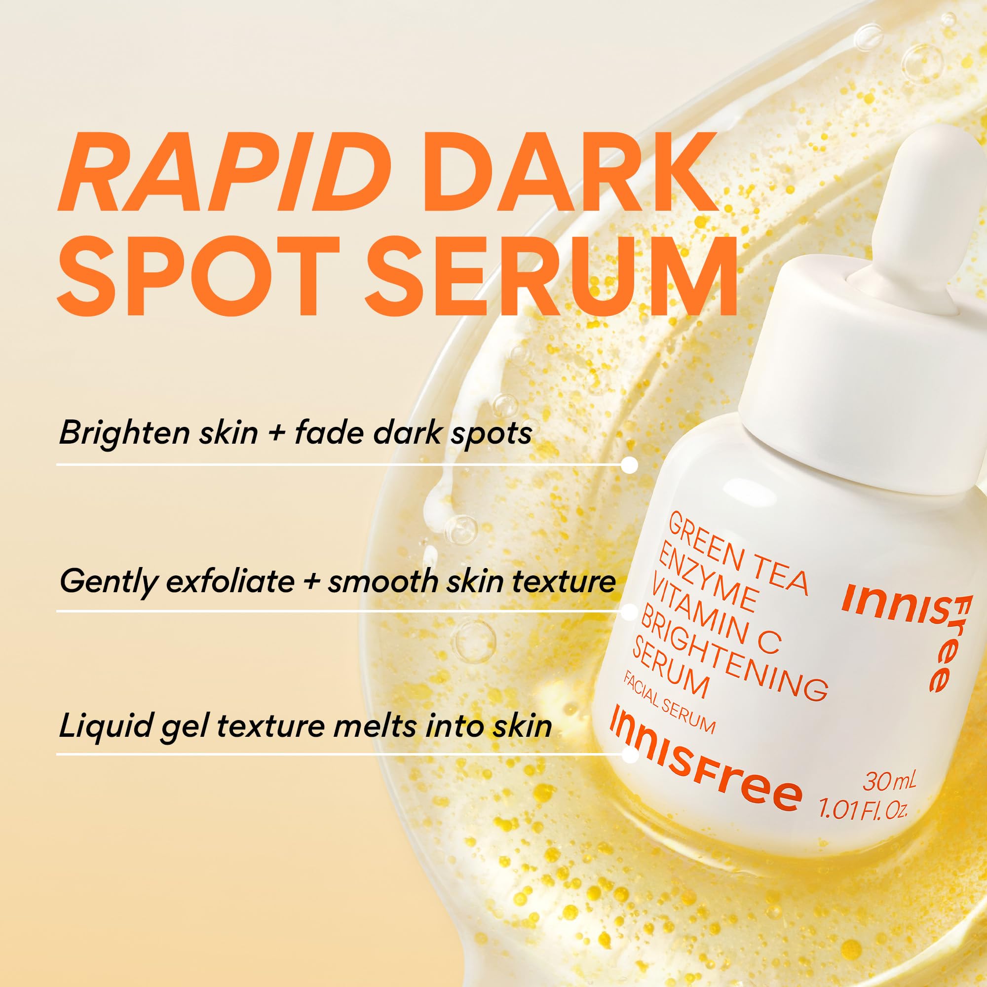 innisfree Green Tea Enzyme Serum drops dispersion on skin